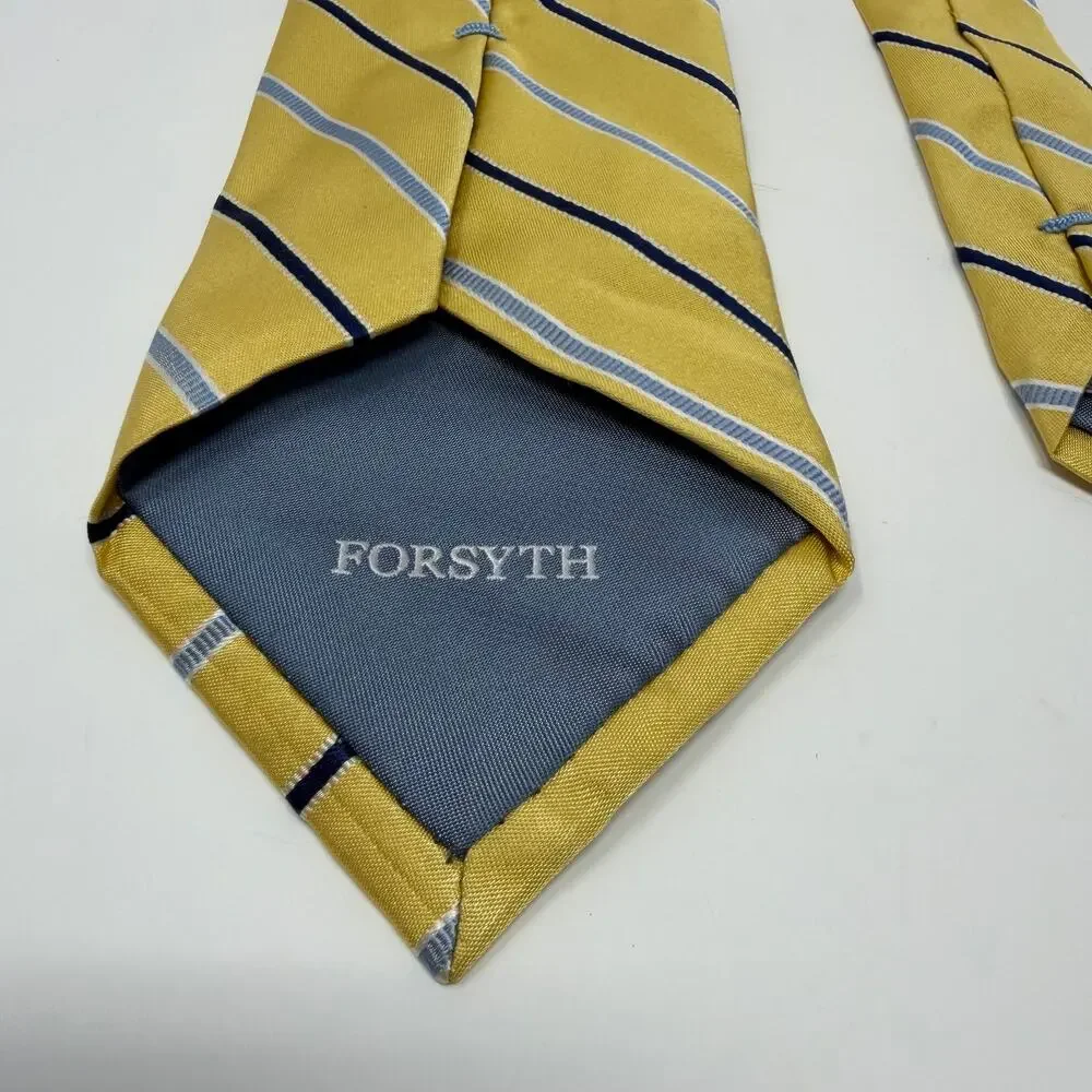 Vintage Forsyth Yellow Striped Silk Tie Hand Sewn